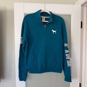 PINK Victoria's Secret Teal Quarter-Zip Sweatshirt